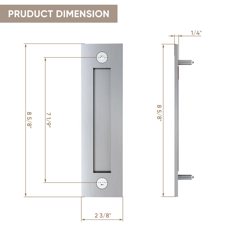 JUBEST 8'' Sliding Barn Door Handle Stainless Steel Modern Simple Finger Flush Pull Handle for Gates Garages Sliding Doors Cabinets Closet and Drawers - Image 5